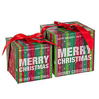 Комплект новогодних подарочных коробок квадратных Merry Christmas 2 шт 15х15 см Elisey (8210-006)