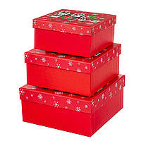 Комплект новогодних подарочных коробок квадратных "Merry Christmas" 3 шт 20х20х9,5 см Elisey (8211-005)