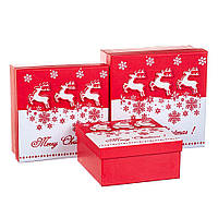 Комплект новогодних подарочных коробок Merry Christmas 3 шт 20х20х9,5 см Elisey (8211-012)