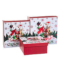 Комплект новогодних подарочных коробок квадратных "Merry Christmas" 3 шт 20х20х9,5 см Elisey (8211-066)