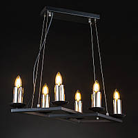 Люстра квадраты в модерн стиле черная 6 свечей металл + стекло (FZ015/6) Elisey