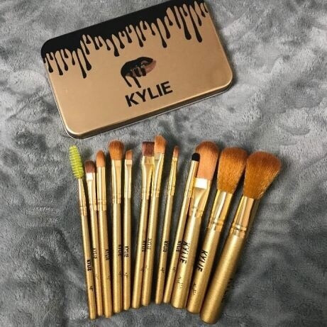 Набір кистей Kylie 12шт для макіяжу Кайлі пензлика у контейнері
