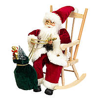 Новогодняя фигурка декоративная Дед Мороз в кресле-качалке Санта 30х20 см Elisey (034NC)