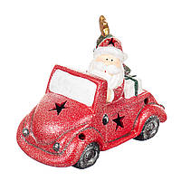 Декоративная новогодняя фигурка с подсветкой "Доставка подарков" Санта в машине 18х21 см Красный Elisey (024ND