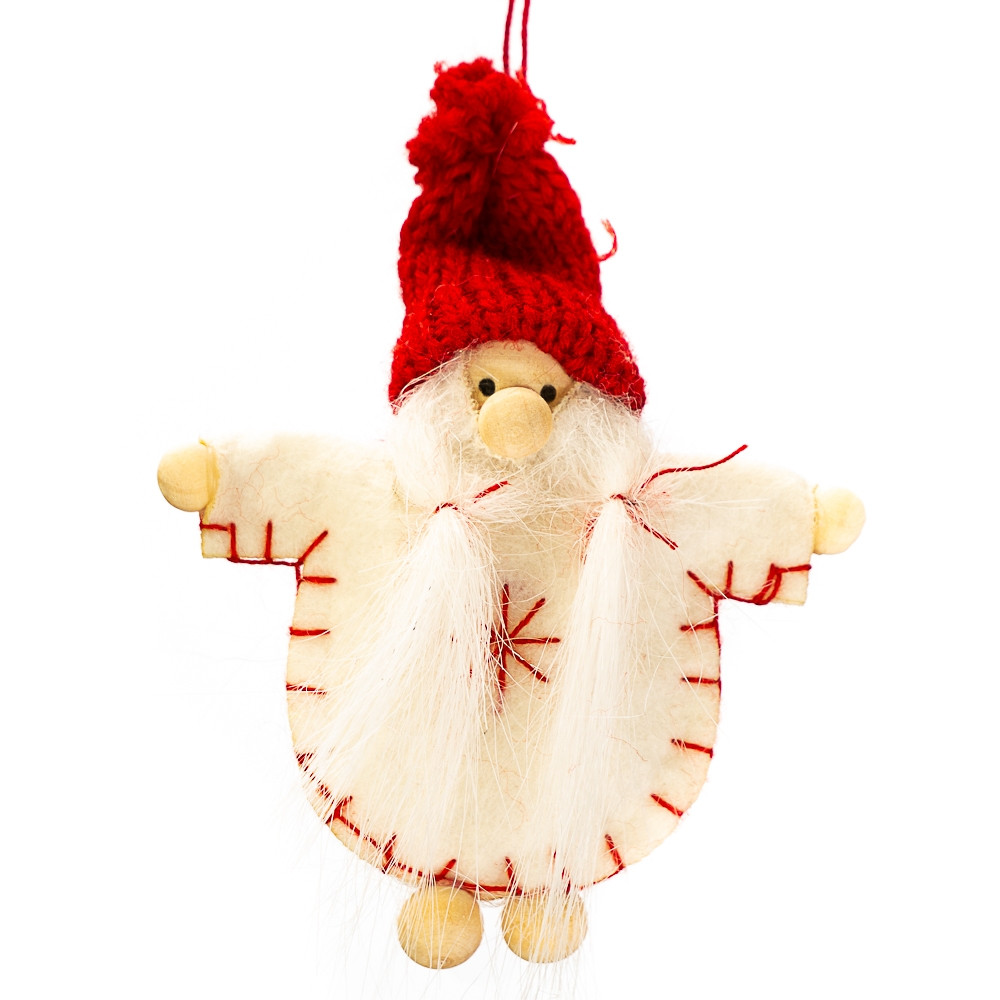 Ялинкова іграшка "Дід Мороз у білому кожусі" 12 шт текстиль Червоний 11 см Elisey (011NV)