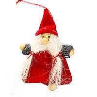 Елочная игрушка "Гномик с бородой" 12 шт текстиль Красный 10 см Elisey (008NV)