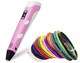 3D Ручка PEN-2 з LCD-дисплеєм + Пластик! Крута ручка для малювання! РОЖЕВА, фото 3