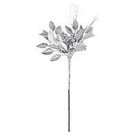 Декоративна гілка "Засніжене листя" 45 см Срібний Elisey (2010-077)