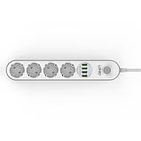 Мережевий фільтр-подовжувач USB виходами 4x220V і 4xUSB довжина 2 м. LDNIO, фото 4