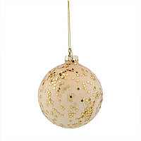 Ялинкова куля іграшка "Савоярді" Золотистий з зірочками 6 шт 8 см Elisey (6017-007)