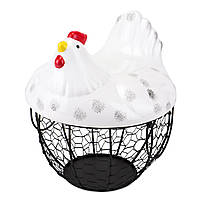 Корзина для яиц курица Elisey "Белая курочка" 24 см черная (8945-001)