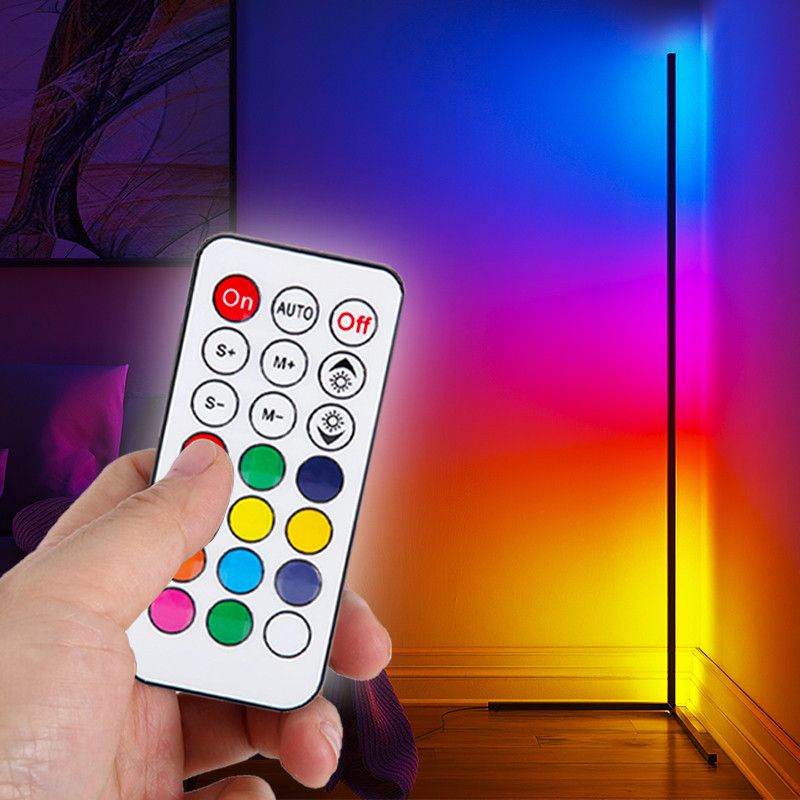 Підлогова кутова RGB лампа торшер з пультом керування й регулюванням яскравості та ефектами (EL-2185)
