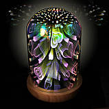 Світильник колба 3D з дерев'яною основою Tanbaby 3D Starburst нічник EL- 262, фото 5