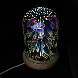 Світильник колба 3D з дерев'яною основою Tanbaby 3D Starburst нічник EL- 262, фото 8