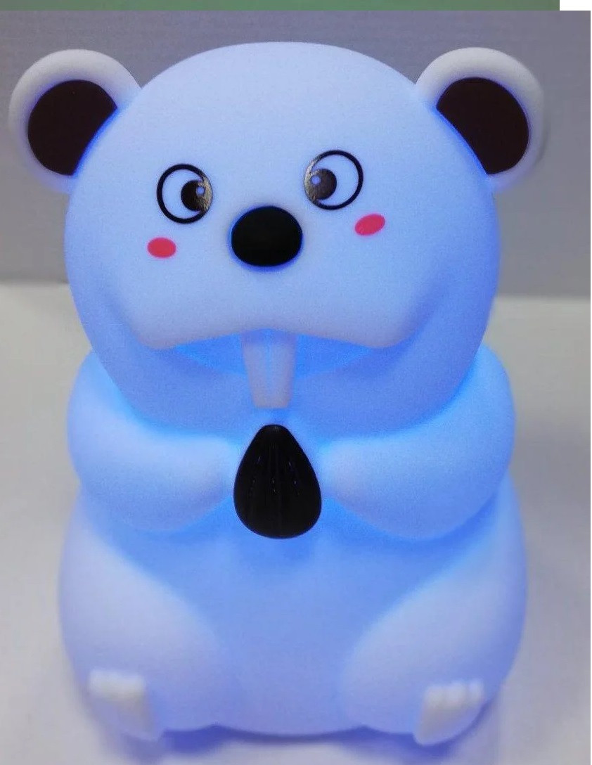 Силіконовий нічник Бобер 7 LED кольорів USB нічник-світильник, фото 1