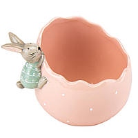 Конфетница керамическая Elisey пасхальный кролик 16 см розовый (4000-030)