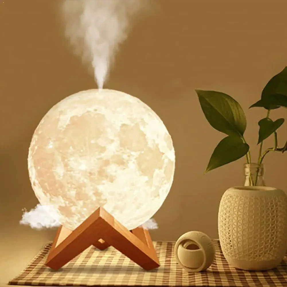 Зволожувач повітря-нічник Місяць 2 в 1 3D Moon Light Diffuser / Настільний світильник зі зволожувачем