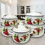 Набір емальованих каструль 5 штук Higher Kitchen НК-309 КЛУБНИКА, фото 2