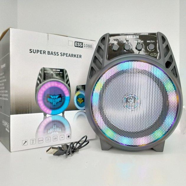 Колонка USB, SD, FM, AUX, Bluetooth зі світломузикою ESS-108