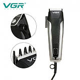 Професійна машинка для стриження волосся 8 насадок VGR V-120 Pro Чорний + Ножиці, фото 5