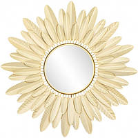 Настенное зеркало металлическое круглое Золотые листья Elisey 82 см 8925-007