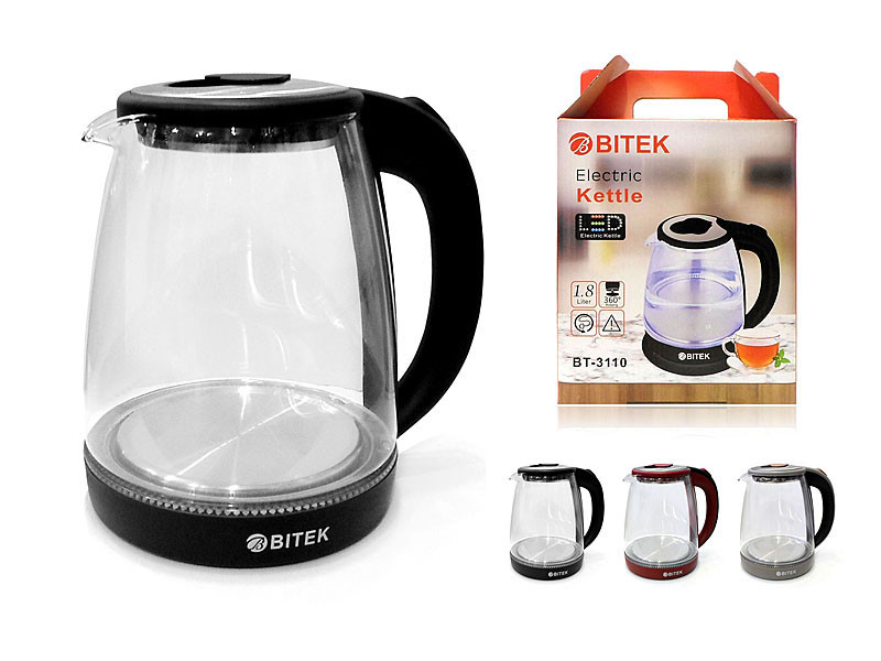 Чайник скляна з LED підсвічуванням 1.8 L 2400W BITEK BT3110