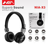 Бездротові навушники Superb Sound without Wires ( Wireless ) NIA-X3 Чорні, фото 3