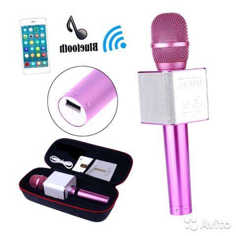 Портативний караоке-мікрофон Q9 Pink (рожевий-бронзовий). Бездротовий мікрофон Q9 рожевий