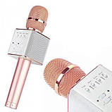 Портативний караоке-мікрофон Q9 Pink (рожевий-бронзовий). Бездротовий мікрофон Q9 рожевий, фото 5