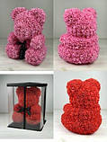 Мишко з 3D троянд 25 см в красивій подарунковій упаковці ведмедик Тедді з троянд, фото 5