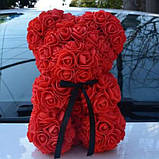 Мишко з 3D троянд 25 см в красивій подарунковій упаковці ведмедик Тедді з троянд, фото 6