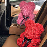 Мишко з 3D троянд 40см в красивій подарунковій упаковці ведмедик Тедді з троянд оригінальний подарунок, фото 8