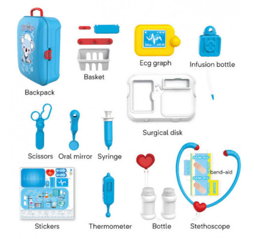 Детский игровой набор доктора в рюкзаке Doctor toy 17 предметов - фото 3 - id-p1763267948