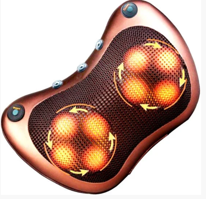 Масажна подушка MASSAGE PILLOW QY-8028 інфрачервоний роликовий масажер для шиї і спини 8 масажних ролика