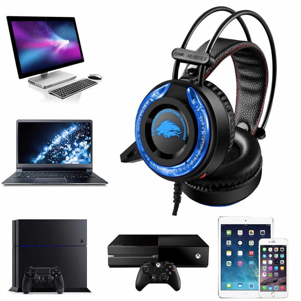 Ігрові навушники A5 зі світлодіодним підсвічуванням і мікрофоном - провідні комп'ютерні навушники USB, AUX, чорні