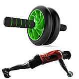 Гімнастичне спортивне фітнес колесо Double wheel Abs health abdomen round | Тренажер-ролик для м'язів, фото 8