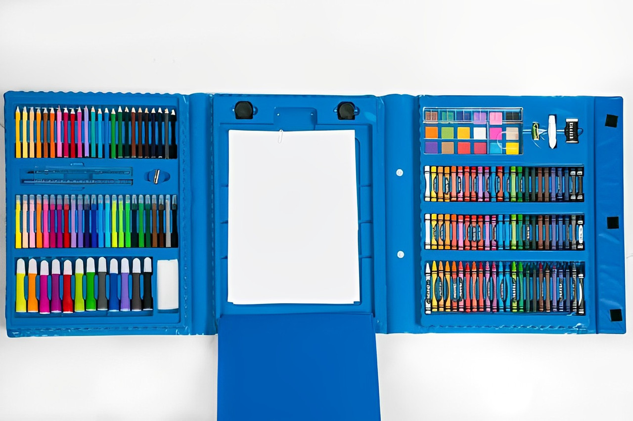 Набор для рисования Art Set (176 предметов) с мольбертом в чемоданчике Голубой - фото 2 - id-p1763276542