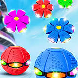 Літаючий складаний м'яч ігровий фрісбі трансформер з LED підсвічуванням Phlat Ball плоский НЛО, фото 8