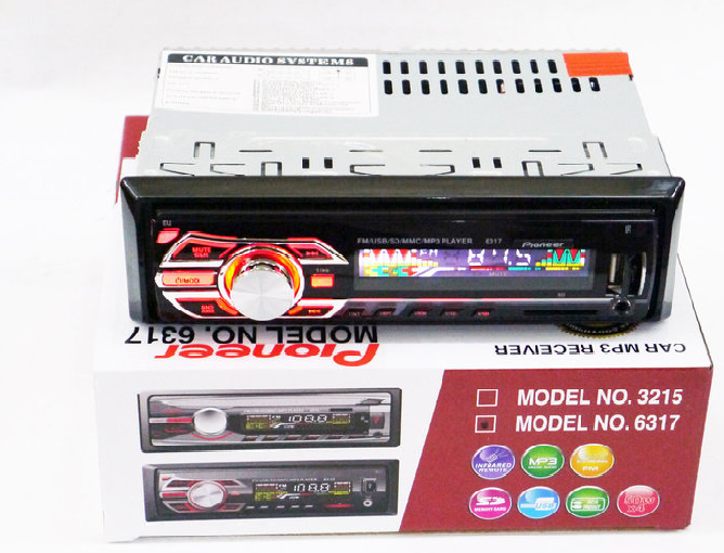 Автомагнітола 1DIN MP3-6317 RGB | Автомобільна магнітола | RGB панель + пульт управління