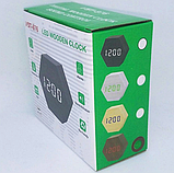 Настільний годинник VST-876-5 з синім підсвічуванням у вигляді дерев'яного бруска, фото 2