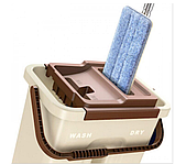 Швабра з відром з автоматичним віджимом Easy Mop | Комплект для прибирання Диво-швабра і відро з віджимом, фото 7
