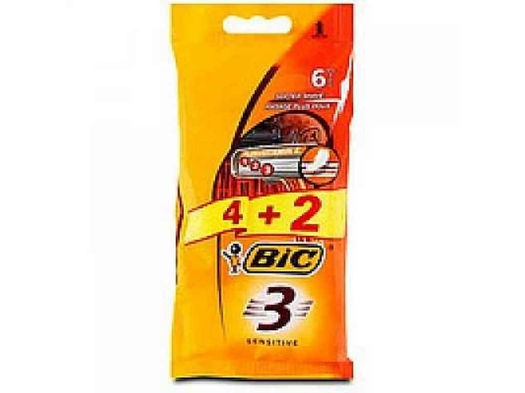 Однор. станок BIC 3 для гоління BIC 3 леза 4 2 шт Для чутливої шкіри ТМ BIC, фото 1