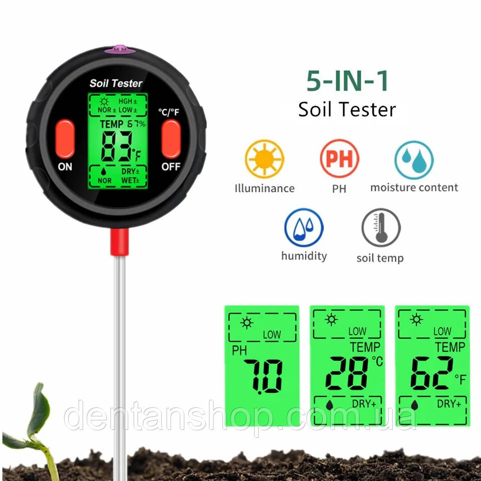 Аналізатор грунту 5 в 1 Soil Tester JHL9918, фото 1