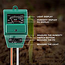 Вимірювач кислотності pH, вологості, освітленості ґрунту ЕТП-301 (3 в 1), фото 5