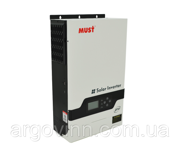 Гібридний інвертор MUST PV18-5248PRO, 5200W, 48V, струм заряду 1-60A, 160-275V, MPPT (80А, 450 Vdc)