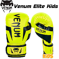 Боксерские перчатки детские Venum Elite Boxing Gloves Kids Neo Yellow