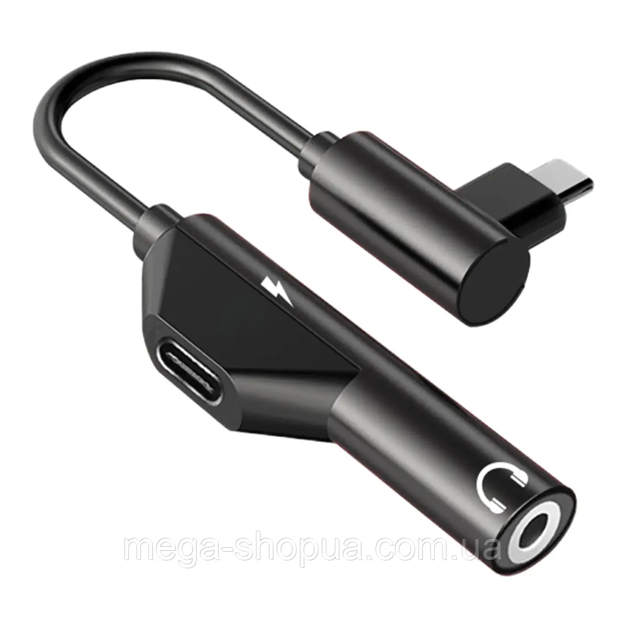 Перехідник 2в1 Type-C – Type-C + 3.5 мм міні-джек для навушників, адаптер аудіо TypeC to Jack Forti HG70