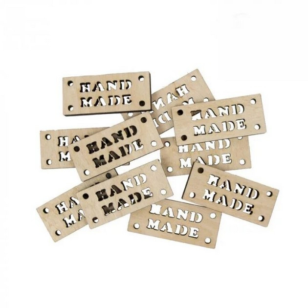 Заготовка для декорування Rosa Talеnt Тег Handmade-4 фанера набір 10шт 4,5*2см