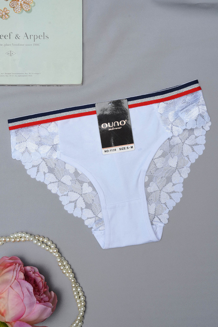 Труси жіночі бавовняні з гіпюром білого кольору 154524S, фото 1