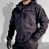 Тактическая Куртка Soft Shell (М-3XL) Непромокаемая Демисезонная Черная